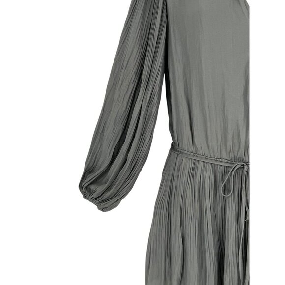 Mustard Seed Women's Mini Dress Pleated Gray Balloon L/S Belted Size S NWT - Picture 5 of 15